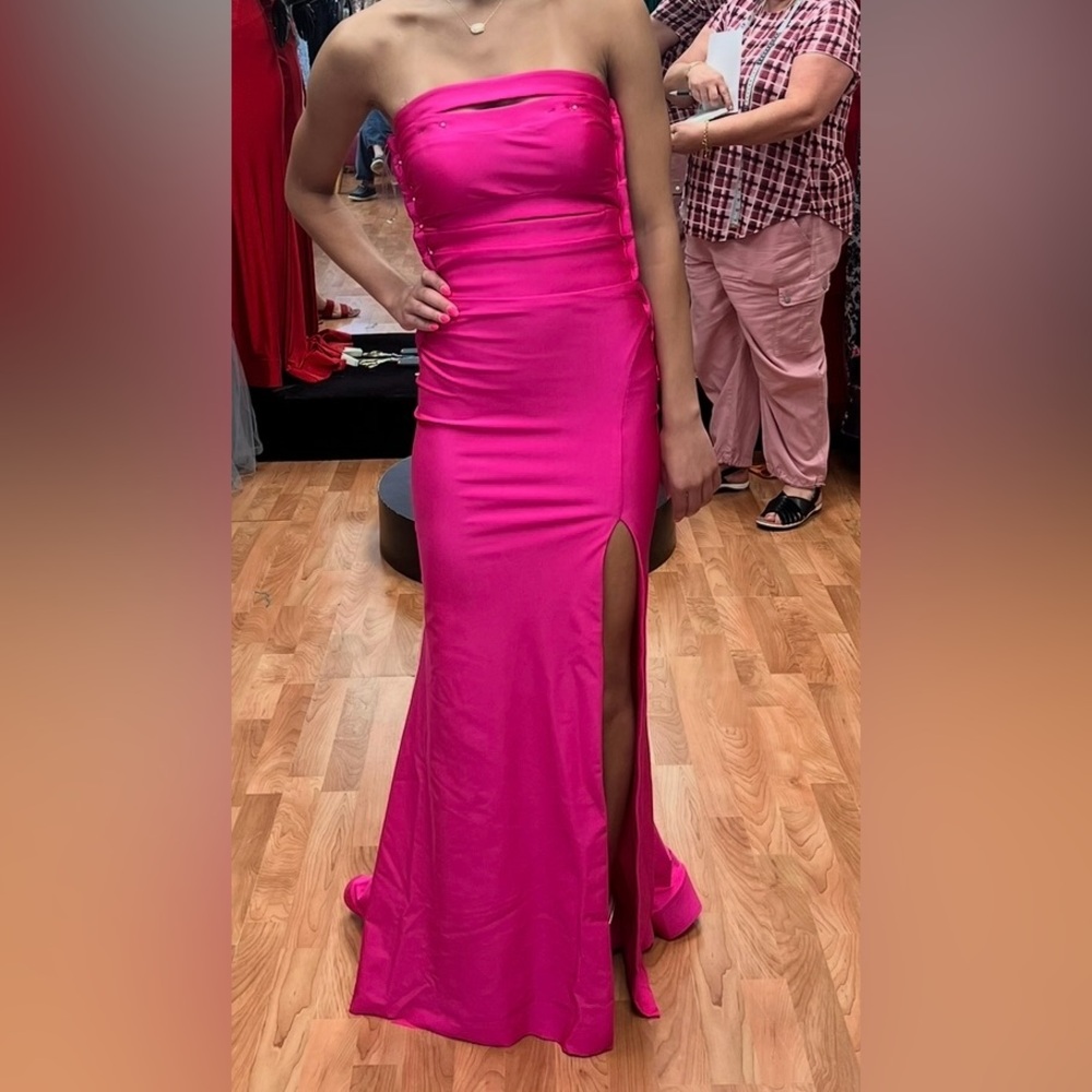 Pink Strapless Bodycon Prom Gown